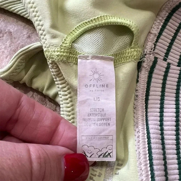 Offline by Aerie Women's L Green Neon Sports Bra Medium Support - Picture 4 of 10